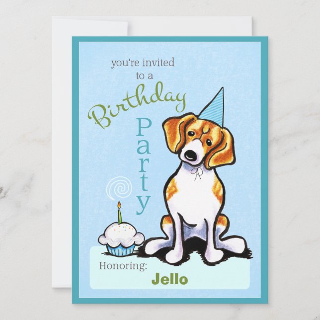 Invitation Beagle de fête d'anniversaire chiot garçon Off-Lea (Devant)