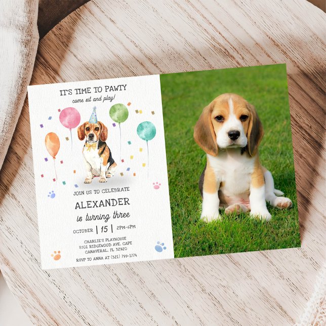Invitation Beagle laisse Pawty Chien Chien Chien Chien Chiot  (Créateur téléchargé)