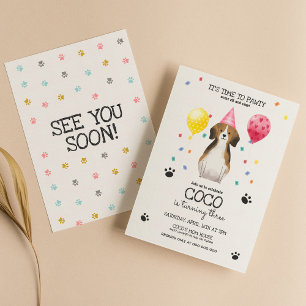 Invitation Beagle laisse Pawty Chien Chien Chien Puppy Annive
