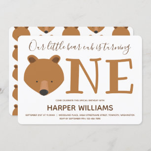 Invitation Bear Cub Turner un animal mignon 1er anniversaire