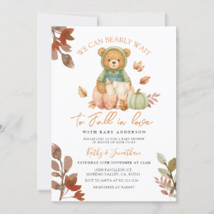 Invitation Bear Fall in Love Citrouille Baby shower de boutei