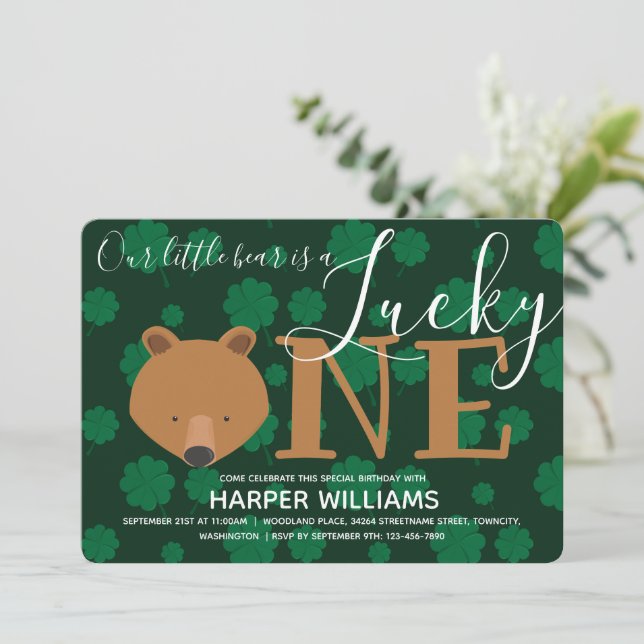 Invitation Bear Lucky One St Patrick's Day Premier anniversai (Debout devant)