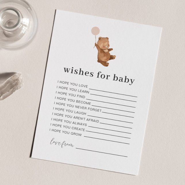 Invitation Bear Pink Balloon Wives for Baby Card (Créateur téléchargé)