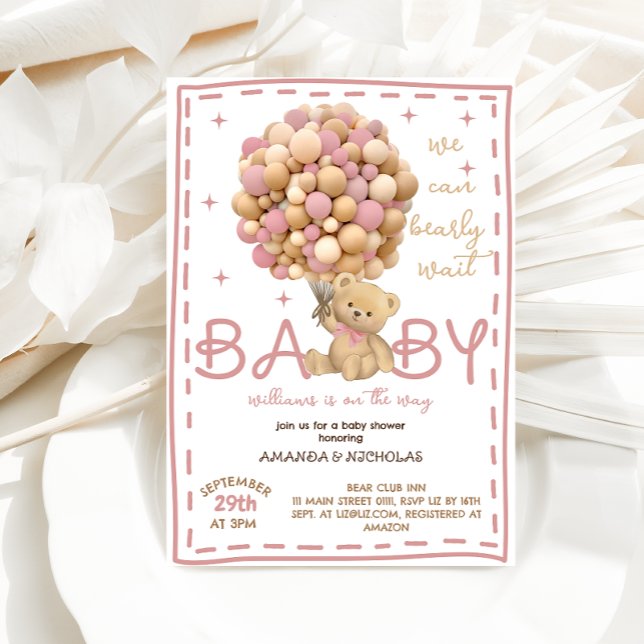 Invitation Bear Rose Baby Girl Douche (Créateur téléchargé)