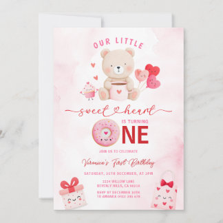 Invitation Bear Sweetheart Valentine 1st Birthday Balloon 