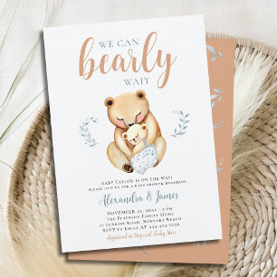 Invitation Bearly Mama Bear Cub Woodland Baby Boy Shoy