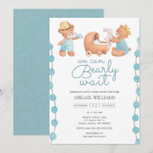 Bearly Wait Blue Teddy Bear Baby shower