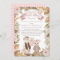 Bearly Wait Boho Bear Famille Baby shower virtuel