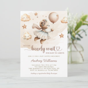 Invitation Bearly Wait Cute Girl Baby shower
