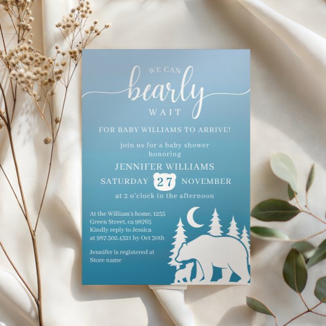 Invitation Bearly Wait Night Forest Baby shower (Créateur téléchargé)