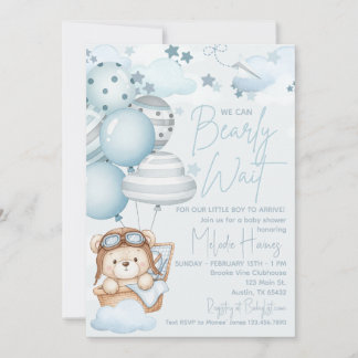 Invitation Bearly Wait Teddy Bear Baby Shower
