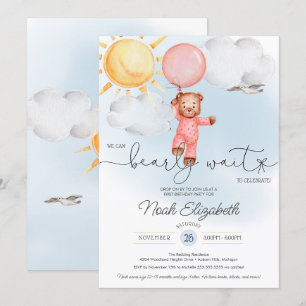 Invitation Bearly Wait Teddy Bear Balloon rose Premier annive