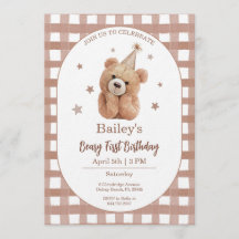 Beary First Birthday Gingham