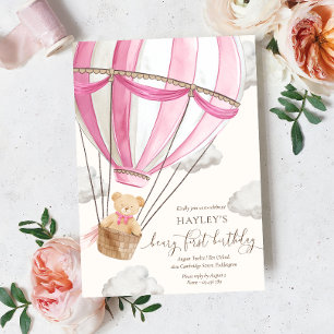 Invitation Beary First Teddy Bear Hot Air Balloon Anniversair