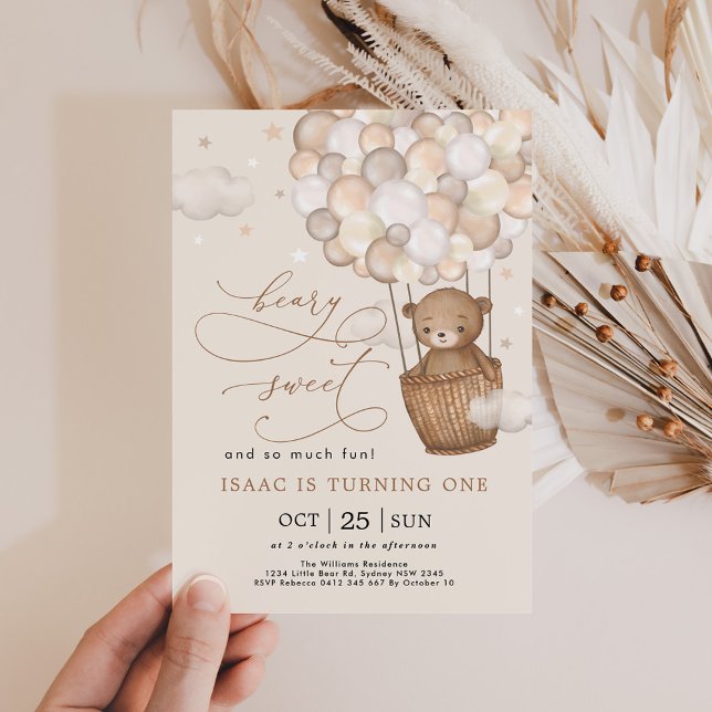 Invitation Beary Sweet et tant de plaisir Boloons Ours Annive (Créateur téléchargé)