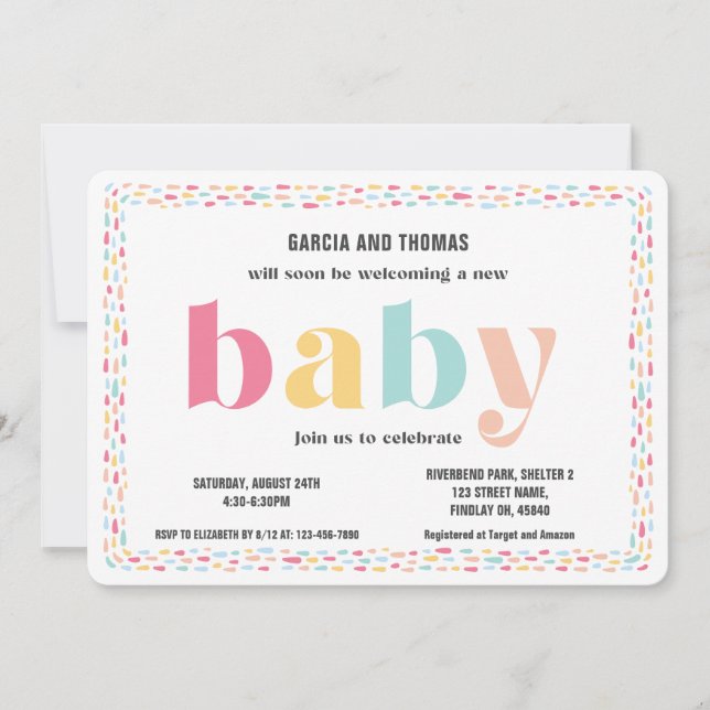 Invitation Beau Baby shower coloré Pastel moderne (Devant)