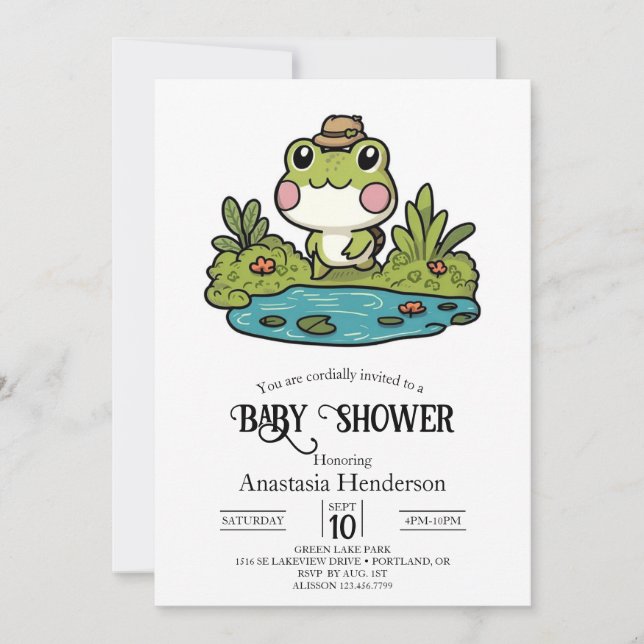 Invitation Beau Baby shower de grenouille colorée (Devant)