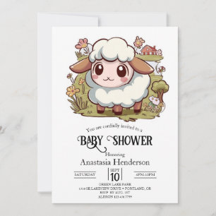 Invitation Beau Baby shower de moutons de la ferme