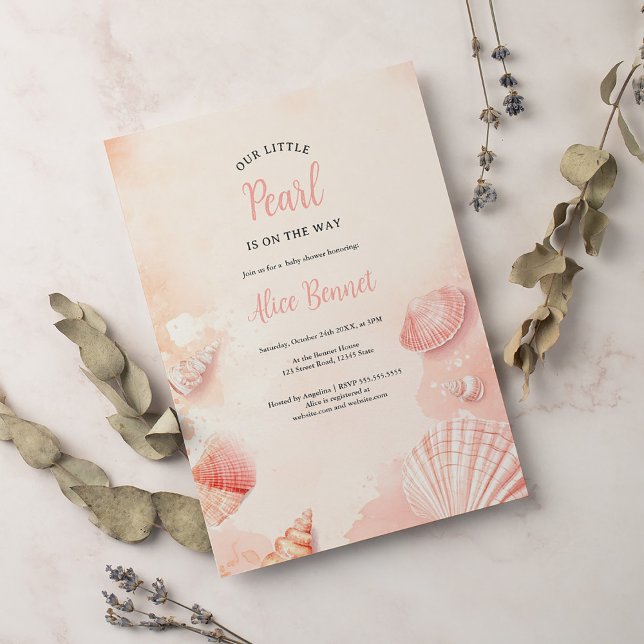 Invitation Beau baby shower de perles d'été (Créateur téléchargé)