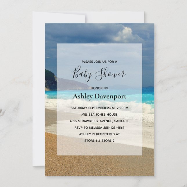 Invitation Beau Baby shower photo tropical de Mer Turquoise (Devant)