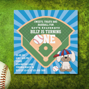 Invitation Beau Baseball Amusant Chien Chien Chien Chien 1er 