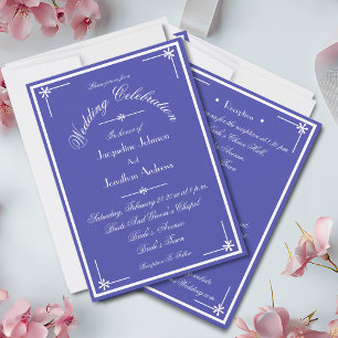 Invitation Beau bleu tout en un Mariage de site Web RSVP