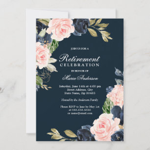 Invitation Beau Blush & Navy Elegant Retraite Party