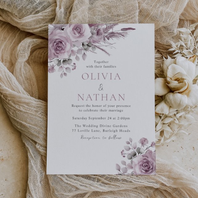Invitation Beau Blush Rose Boho Floral Mariage (Créateur téléchargé)
