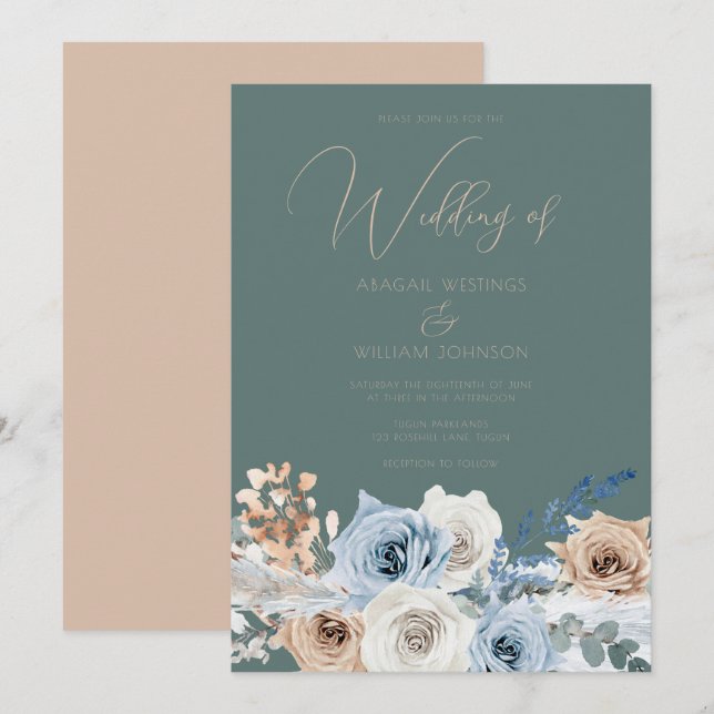 Invitation Beau Boho moderne Mariage élégant (Devant / Derrière)