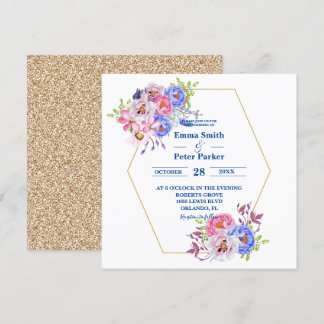 Invitation Beau Bouquet Floral & Mariage de Parties scintilla