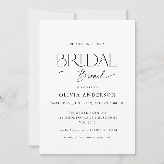 Invitation Beau Brunch nuptial de police de couple (Devant)