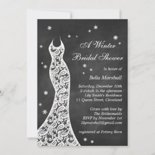 Invitation Beau Chalkboard Fête des mariées d'hiver Invitatio