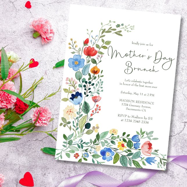 Invitation Beau Chic Fleur sauvage Fête des Mères Brunch (Créateur téléchargé)