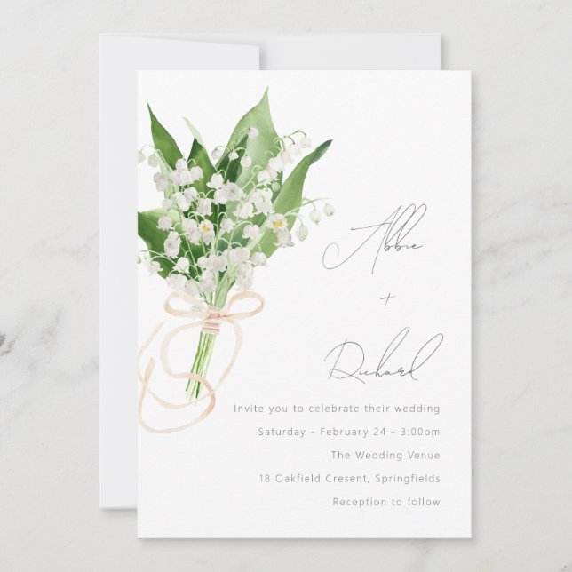 Invitation Beau Elégant Mariage de Bouquet Floral Blanc (Devant)