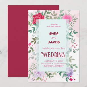 Invitation Beau Floral Et Élégant Mariage Rose Blush