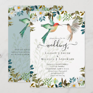 Invitation Beau HUMMINGBIRDS Couple Mariage