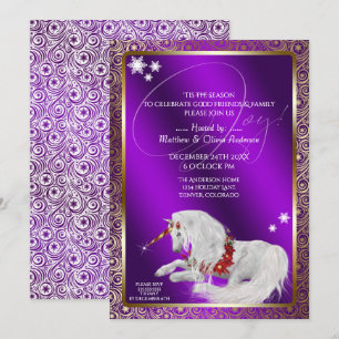 Invitation Beau Imaginaire Noël Unicorne Joy Purple