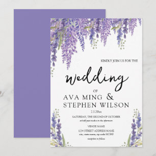 Invitation Beau Mariage d'aquarelle de l'arbre Wisteria