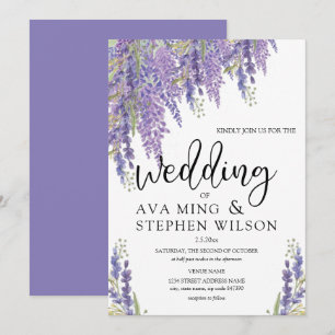 Invitation Beau Mariage d'aquarelle de l'arbre Wisteria