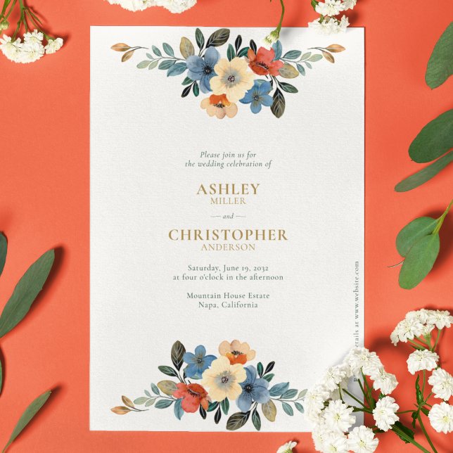 Invitation Beau Mariage d'aquarelle fleurie (Créateur téléchargé)