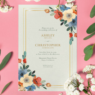 Invitation Beau Mariage d'aquarelle florale