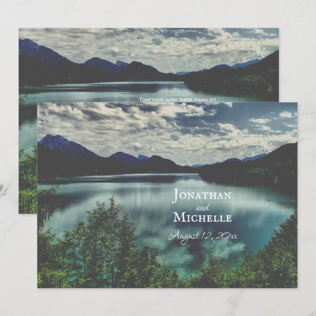 Invitation Beau Mariage de Réflexions de Mountain Lake (Devant / Derrière)