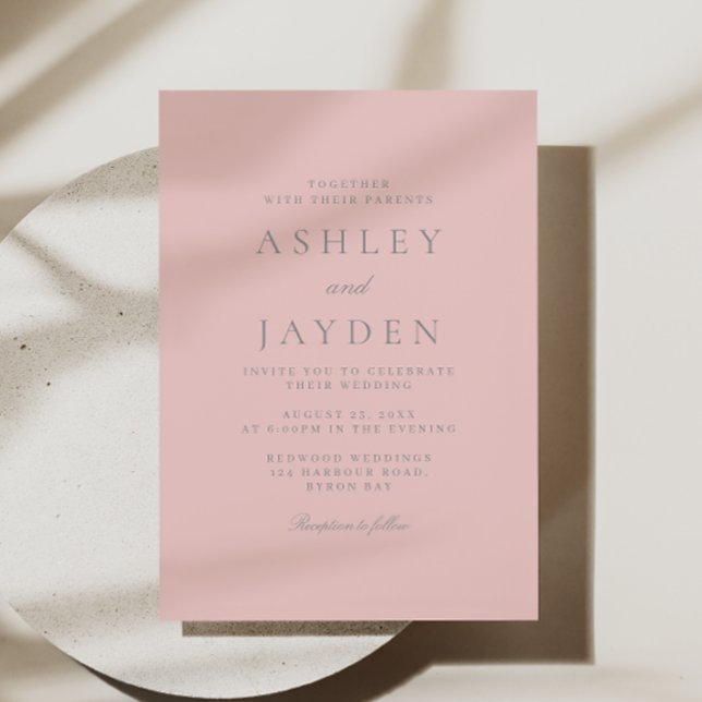 Invitation Beau Mariage d'élégance rose Dusty (Créateur téléchargé)