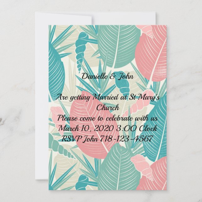 Invitation Beau Mariage Feuille main-tiré (Devant)