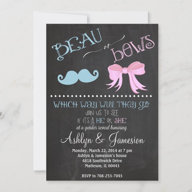 Invitation Beau Mustach annonce l'invitation d'une fête de ré (Devant)