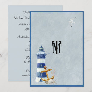 Invitation Beau Nautique, Phare, Ancre, Personnalisé