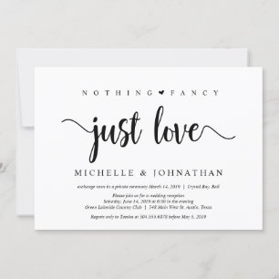 Invitation Beau Noir Rien De Fancy Juste Amour, Elopement