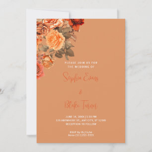 Invitation Beau Orange Floral Bouquet Orange Mariage