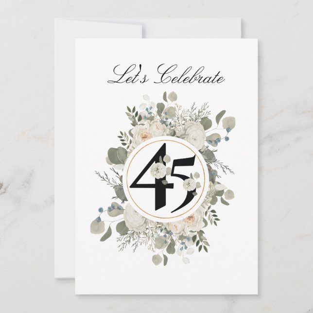 Invitation Beau Pastel Floral 45e ANNIVERSAIRE (Devant)