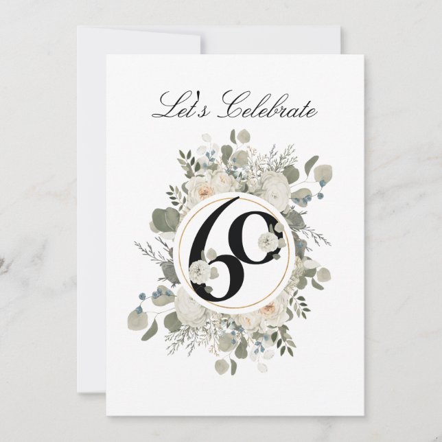 Invitation Beau Pastel Floral 60e ANNIVERSAIRE (Devant)
